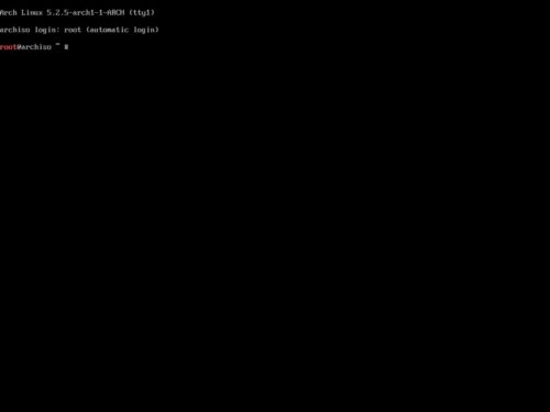 ArchLinux_ライブDVDの起動画面